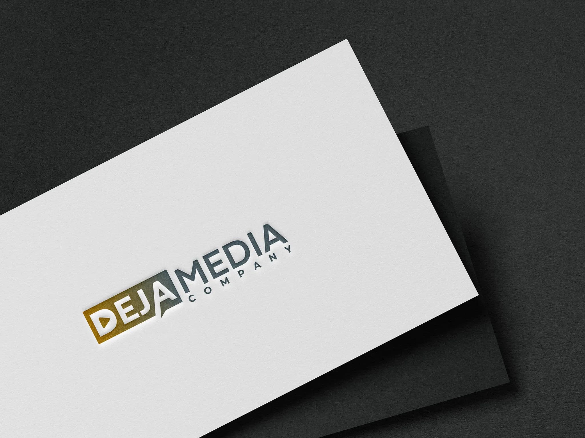 Gold-foil business cards for Deja Media