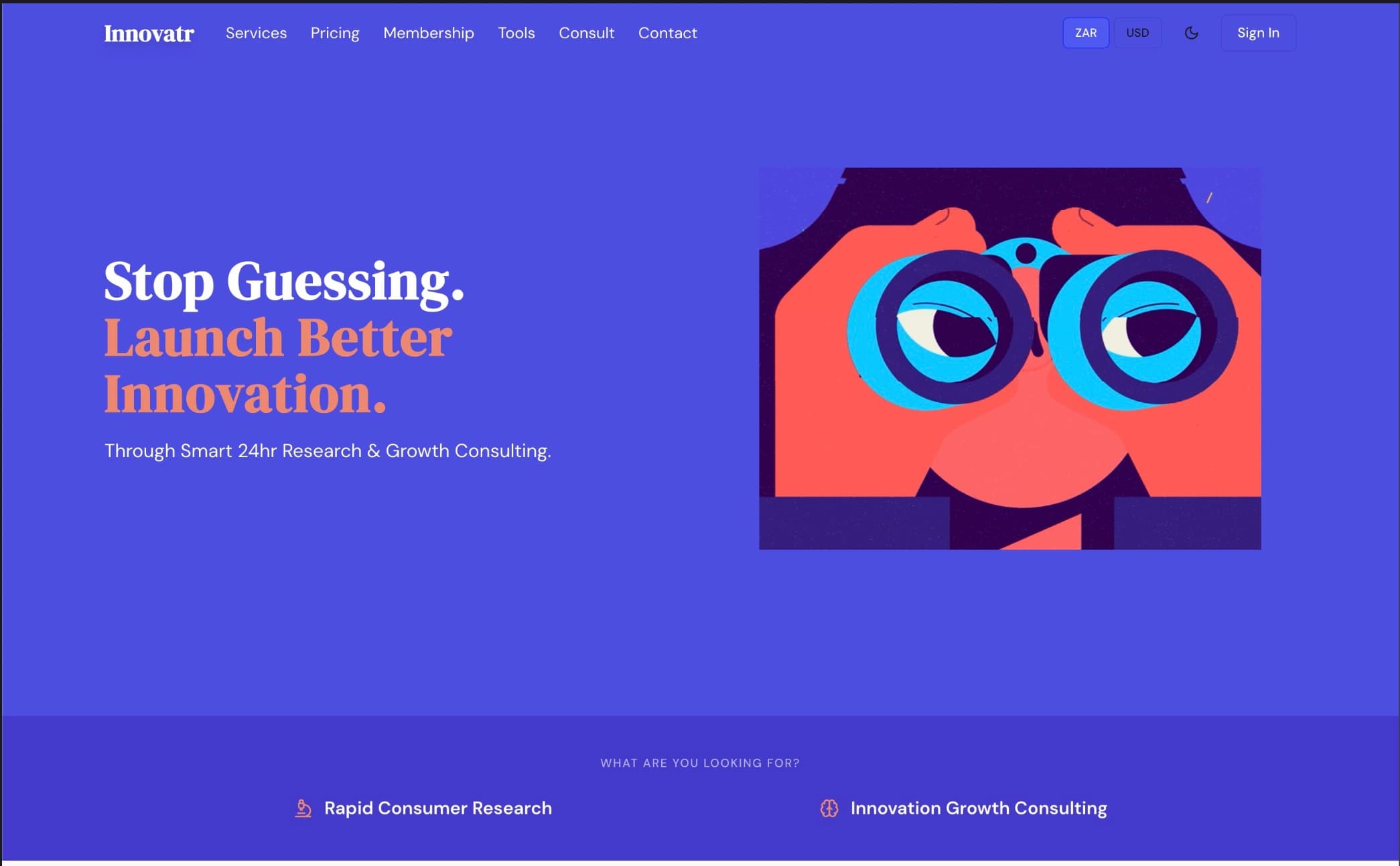 The Innovatr homepage before the rebuild